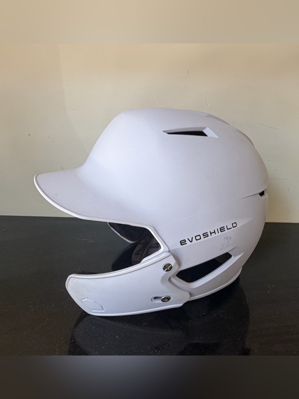 EvoShield White Batting Helmet with Chin Guard - Size ML